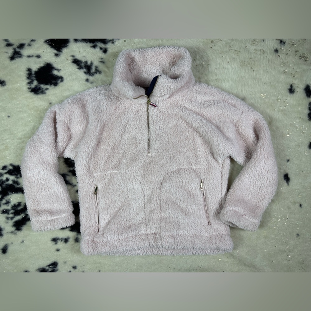 Tommy Hilfiger Women’s Pink Sherpa Quarter Zip Pullover Size Small